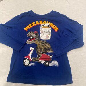 Boys Children's Place Blue long Sleeve Pizzasaurus Shirt size Small 5/6